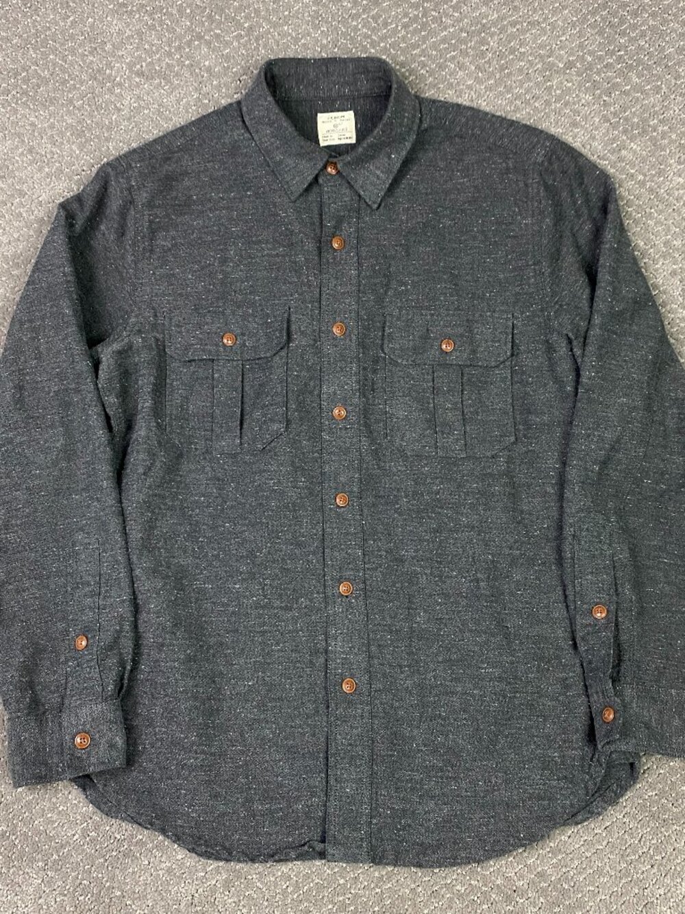 J CREW Speckled Flannel Workshirt Work Shirt Mens Medium Gray Cotton Blend 06018